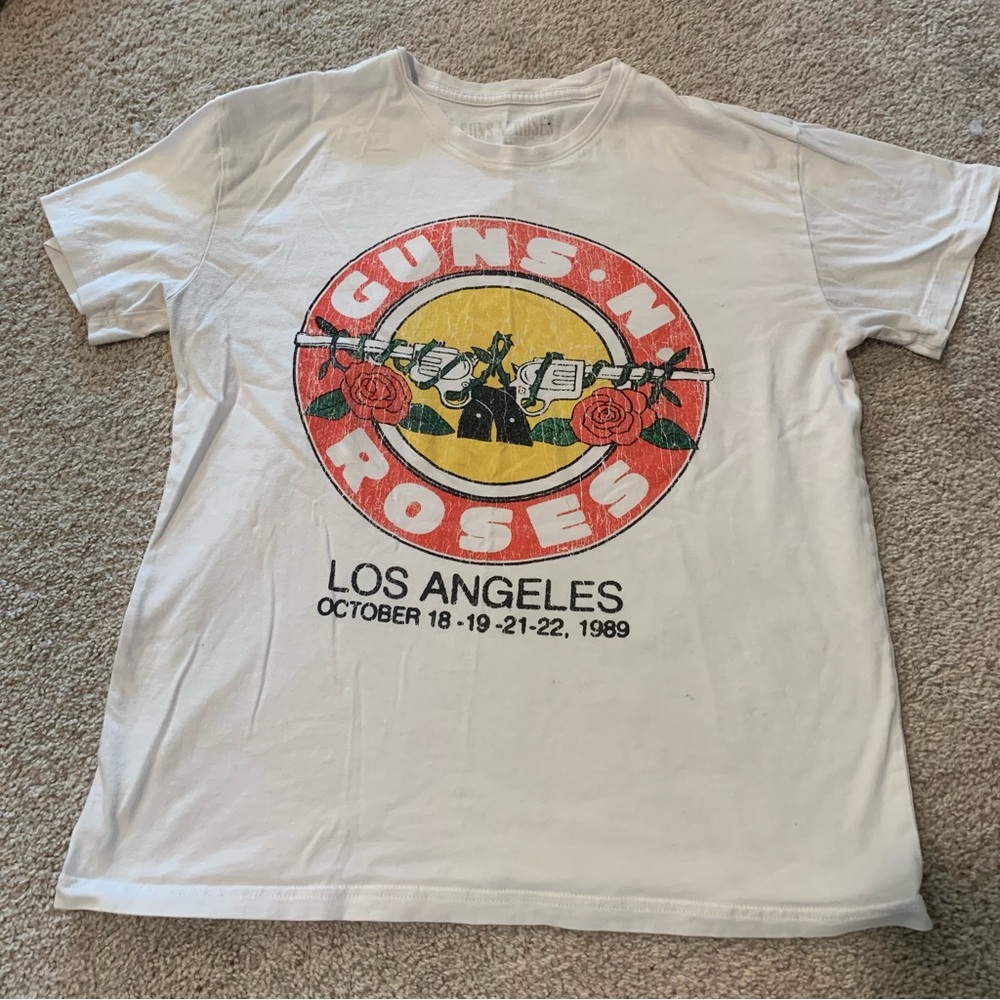 Guns & Roses White Graphic T Shirt